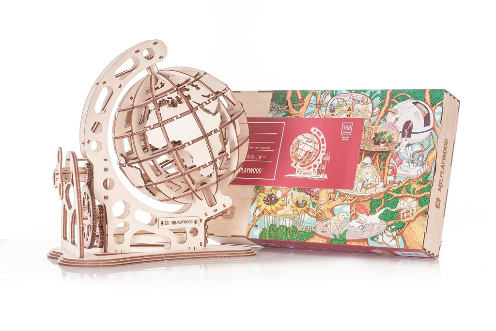 Globe maquette 3D mobile en bois