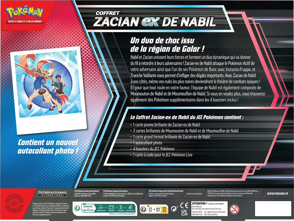Pokémon : Coffret ex Mars Zacian-ex de Nabil