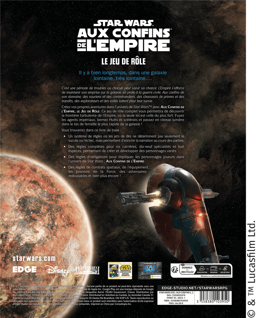 Star Wars Aux Confins de l'Empire Le Jeu de Rôle