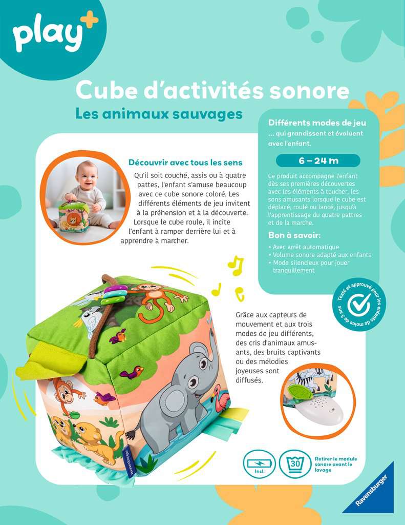 Cube d'activités sonore: les animaux sauvages