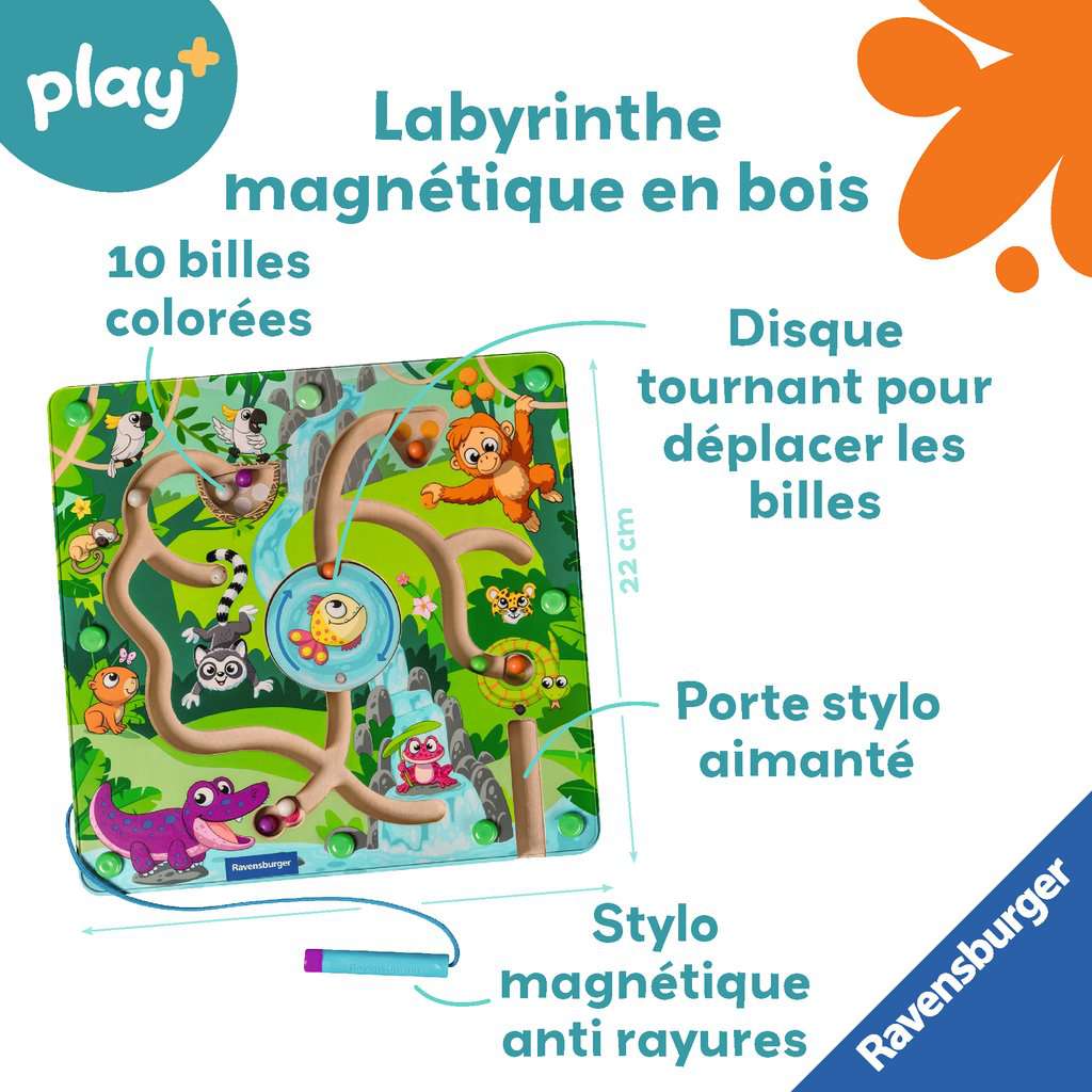 abyrinthe magnétique en bois: Dans la jungle