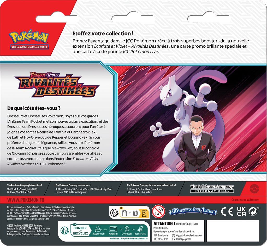 Pokémon EV10 - Rivalités Destinées: pack 3 boosters