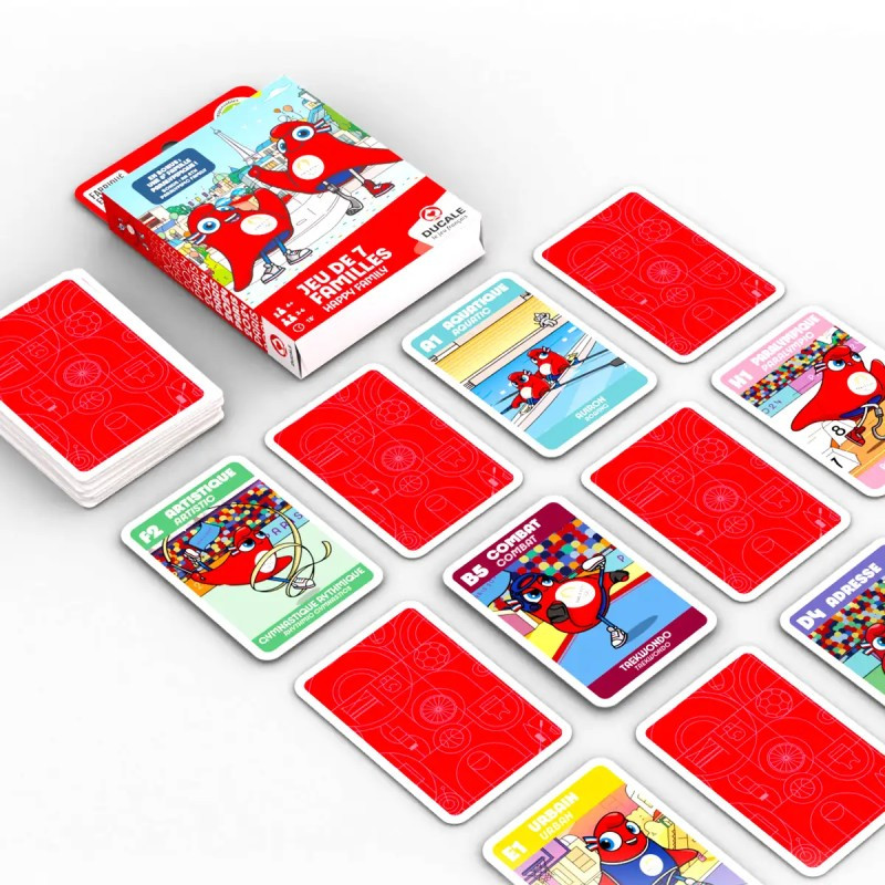 Ducale - Jeu de 7 Familles mascottes - JO Paris 2024 - Étui carton