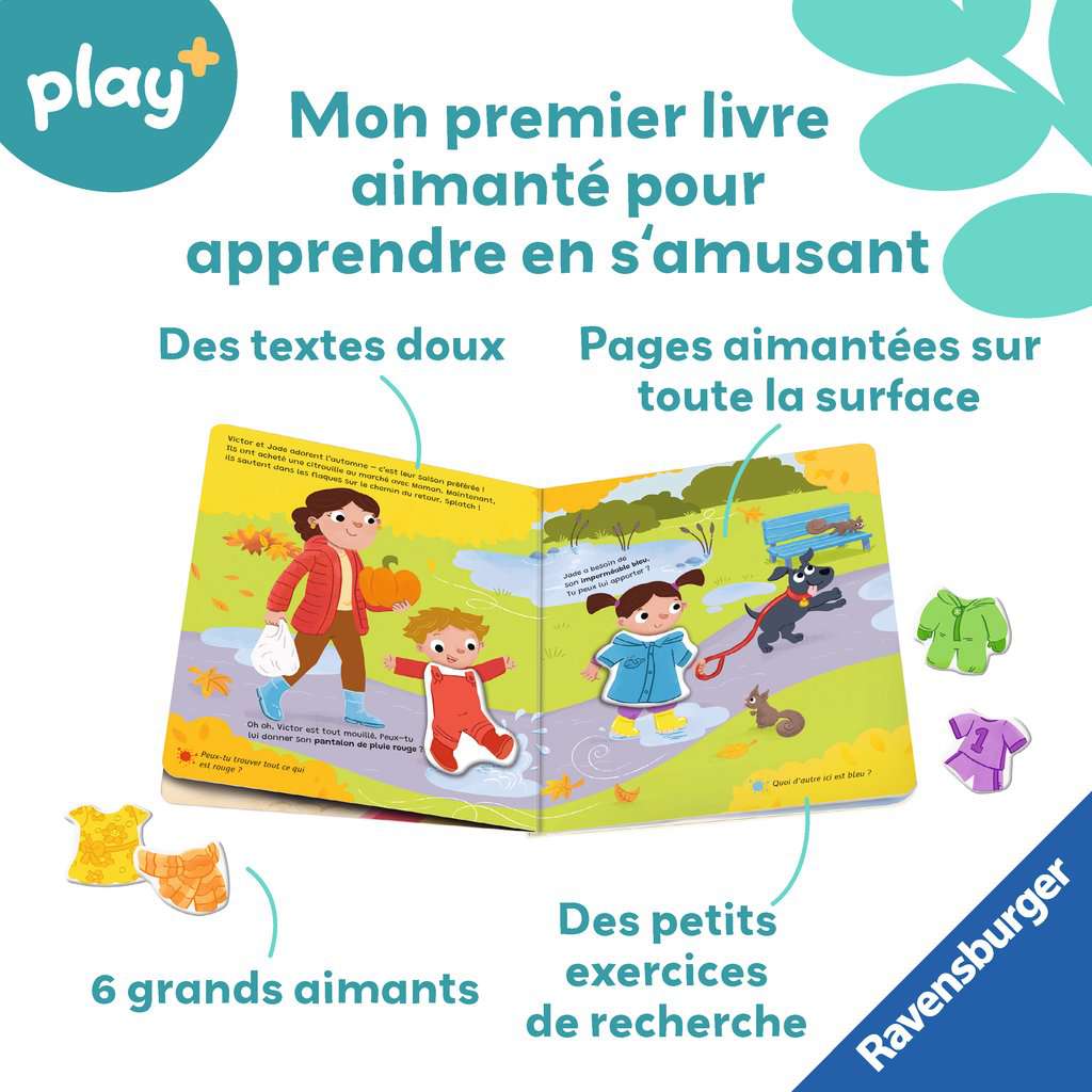 Play+ Mon premier livre aimanté: Apprendre les couleurs en s'habillant