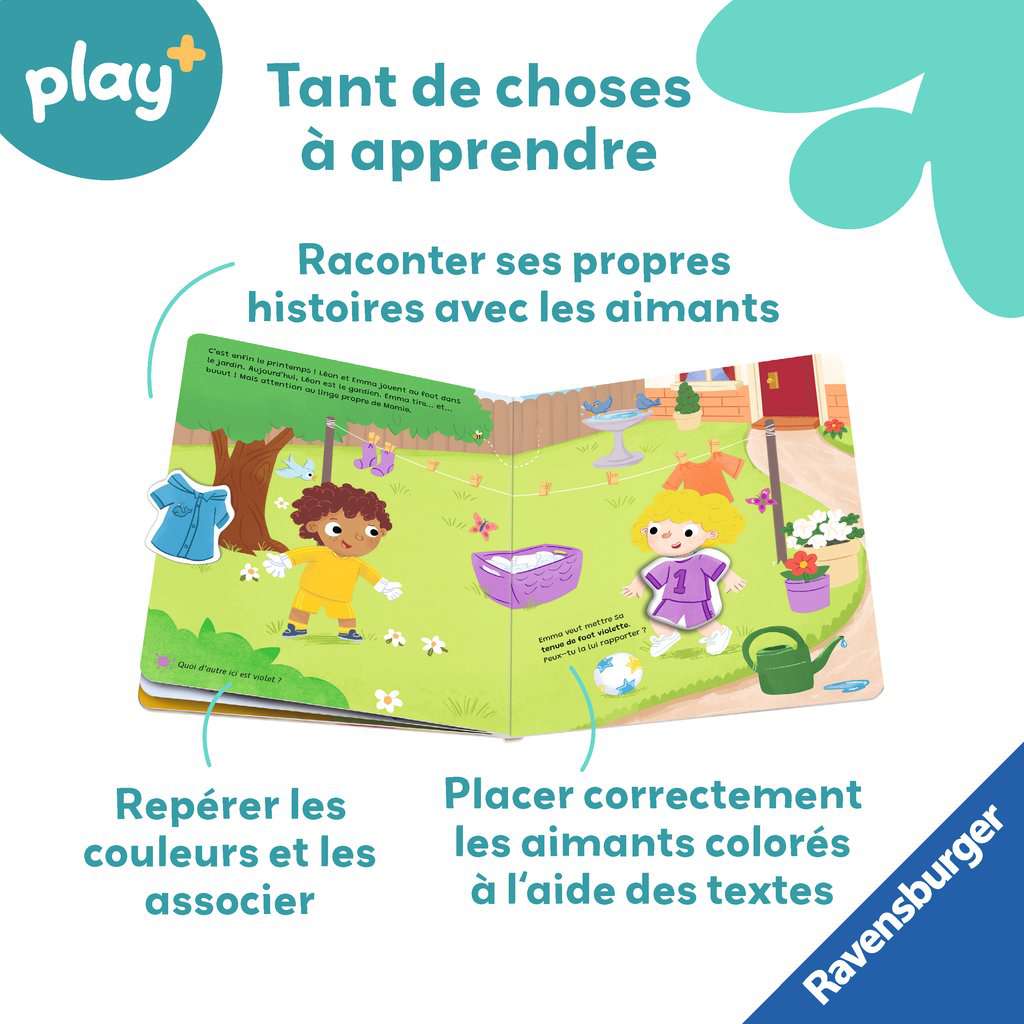 Play+ Mon premier livre aimanté: Apprendre les couleurs en s'habillant