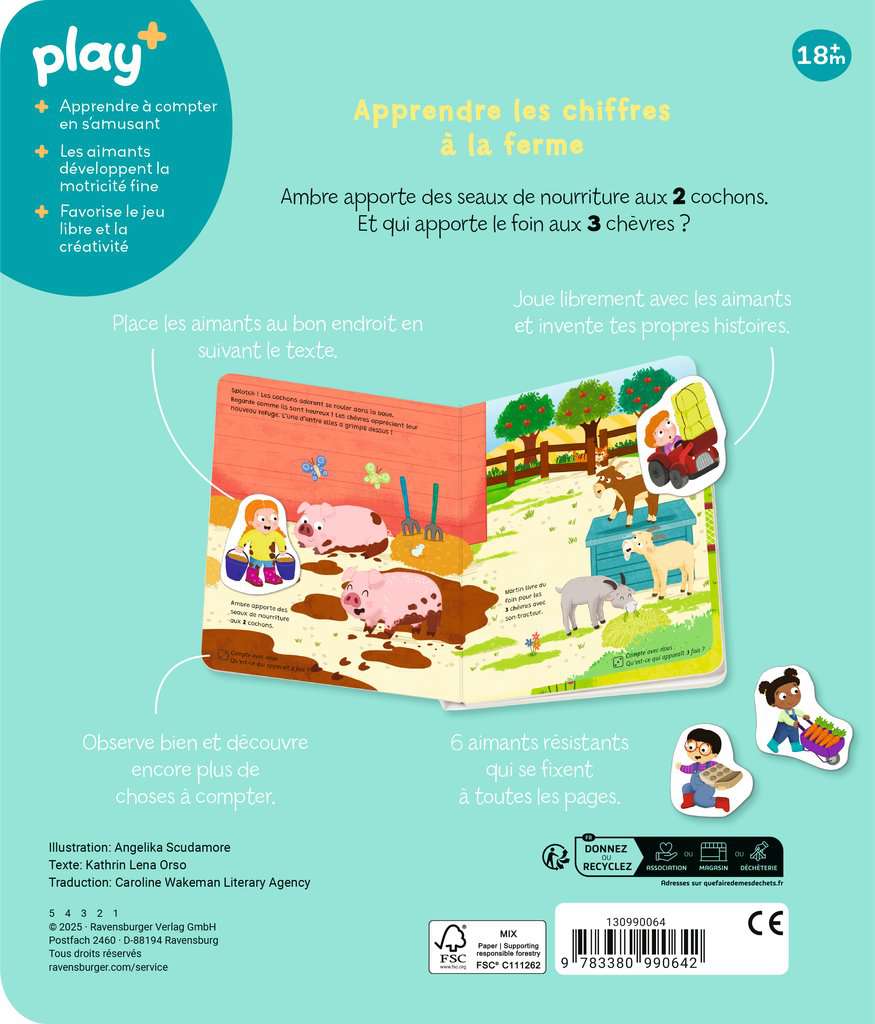 Play+ Mon premier livre aimanté: Apprendre les chiffres à la ferme