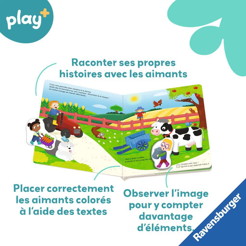 Play+ Mon premier livre aimanté: Apprendre les chiffres à la ferme