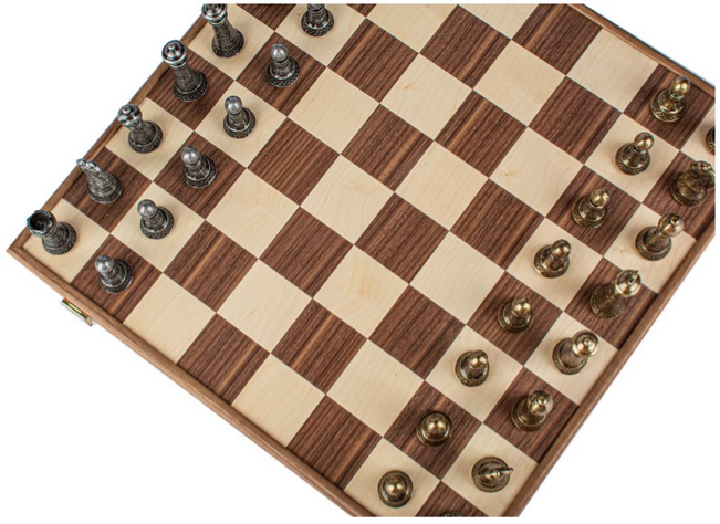 Échiquier 43cm Noyer Métal HC