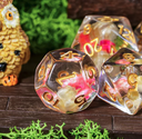 Lot de 7 Dés Resine Polyédriques - Printemps