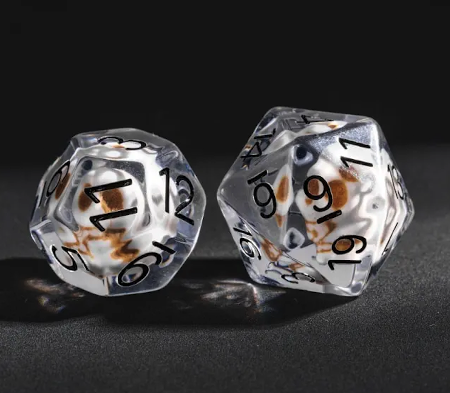 Lot de 7 Dés Resine Polyédriques - Crâne