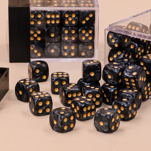 Dé 6 faces- Lot de 36 dés- 12mm- Noir