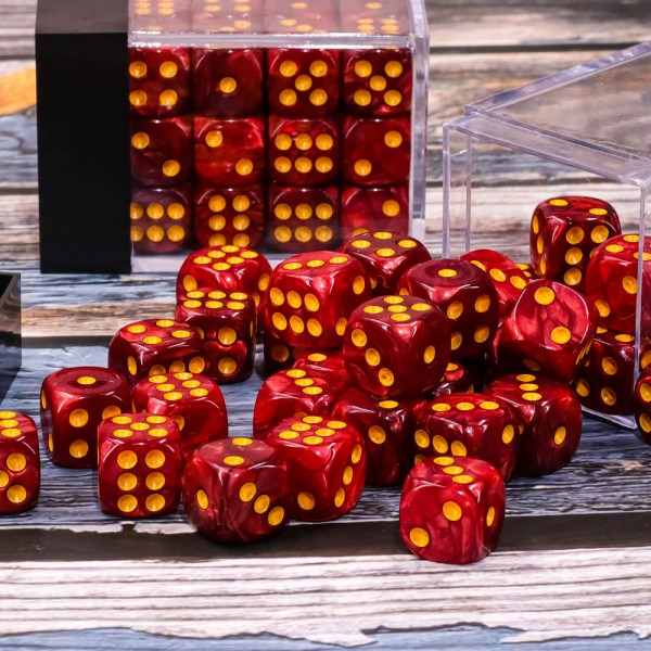 Dé 6 faces- Lot de 36 dés- 12mm- Rouge