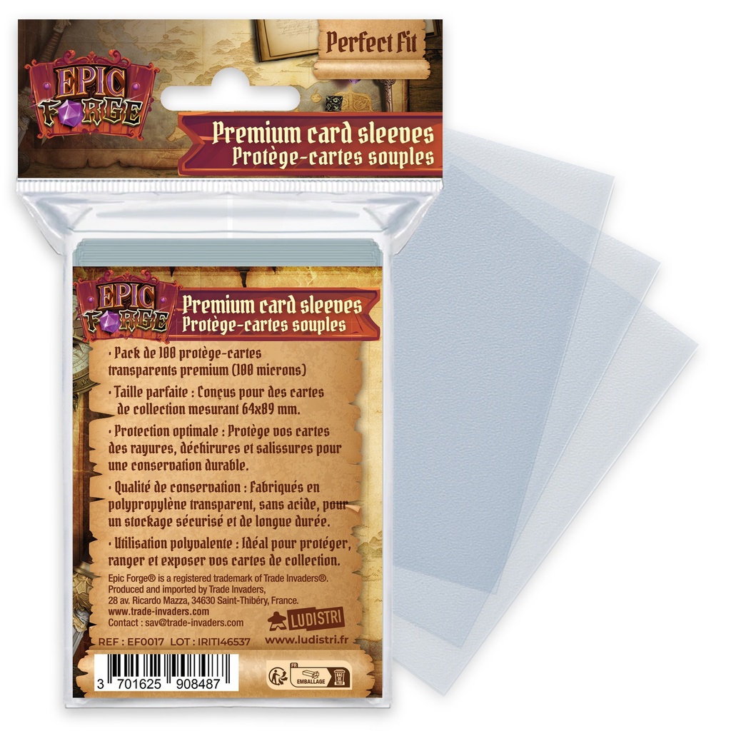 [EF0017] Epic Forge - Protège-cartes souples Perfect Fit (64*89 mm) x100 (50 microns)