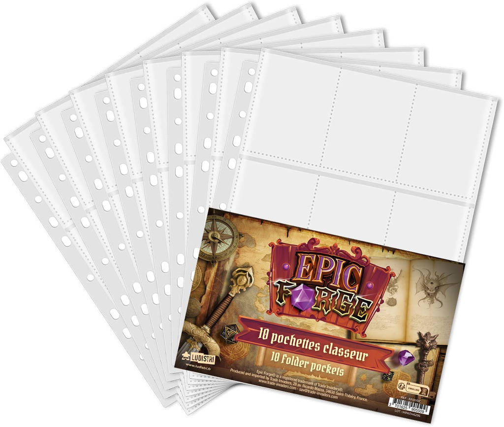 Epic Forge - Pack 10 feuilles rangement cartes pour classeur