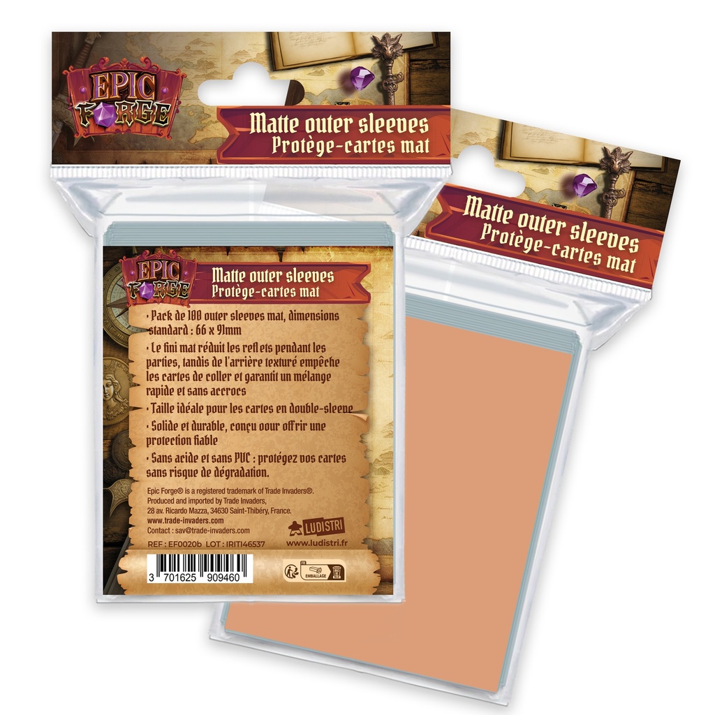 Epic Forge - Outer Sleeves Mat (66*91 mm) x100 (100 microns) - Saumon