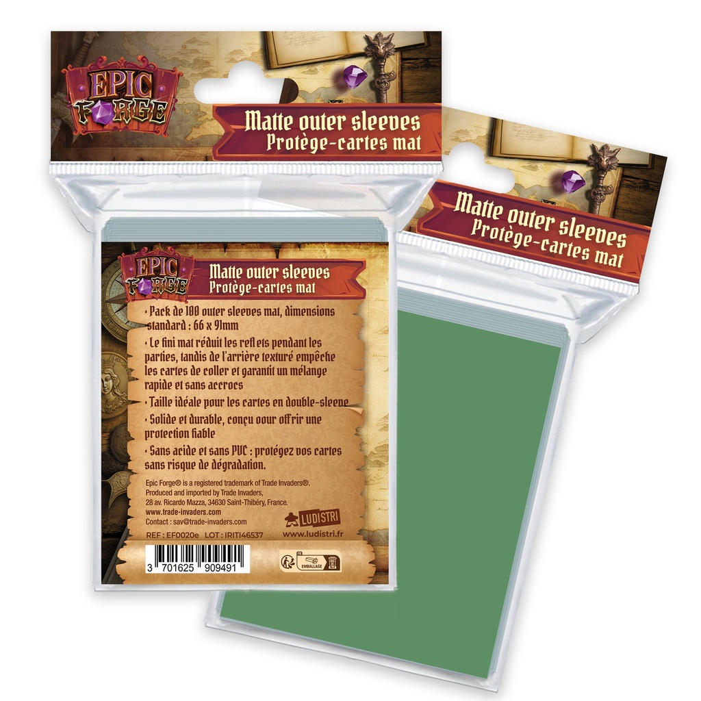Epic Forge - Outer Sleeves Mat (66*91 mm) x100 (100 microns) - Vert