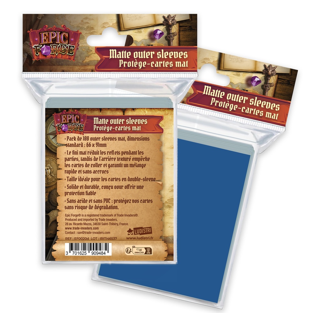 Epic Forge - Outer Sleeves Mat (66*91 mm) x100 (100 microns) - Bleu