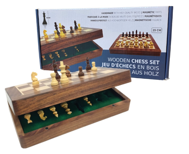 [ECBM10S] Échiquier (Jeu d'échecs) 25cm - Hauteur du roi 44mm