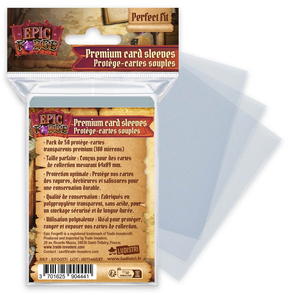 Epic Forge - Protège-cartes souples Perfect Fit (64*89 mm) x50 (100 microns)