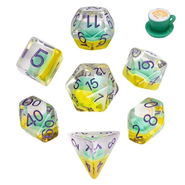 Lot de 7 dés résine gamme Insert - en boite - Café