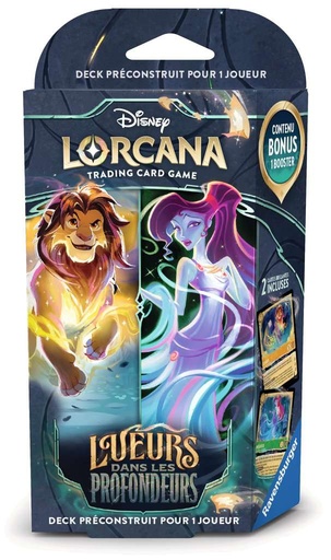 Disney Lorcana set 10 - Lueurs dans les profondeurs -  Starters  Simba et Megara + 1 carte Promo "Scar"