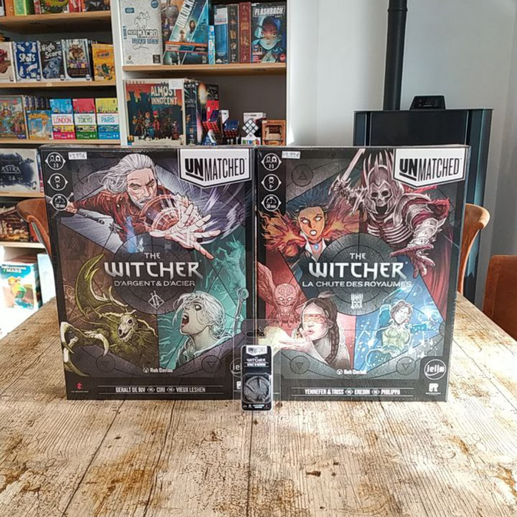 Package Unmatched - The Witcher : La Chute des Royaumes + d'argent et d'acier + 1 figurine "Geralt in bathtub"