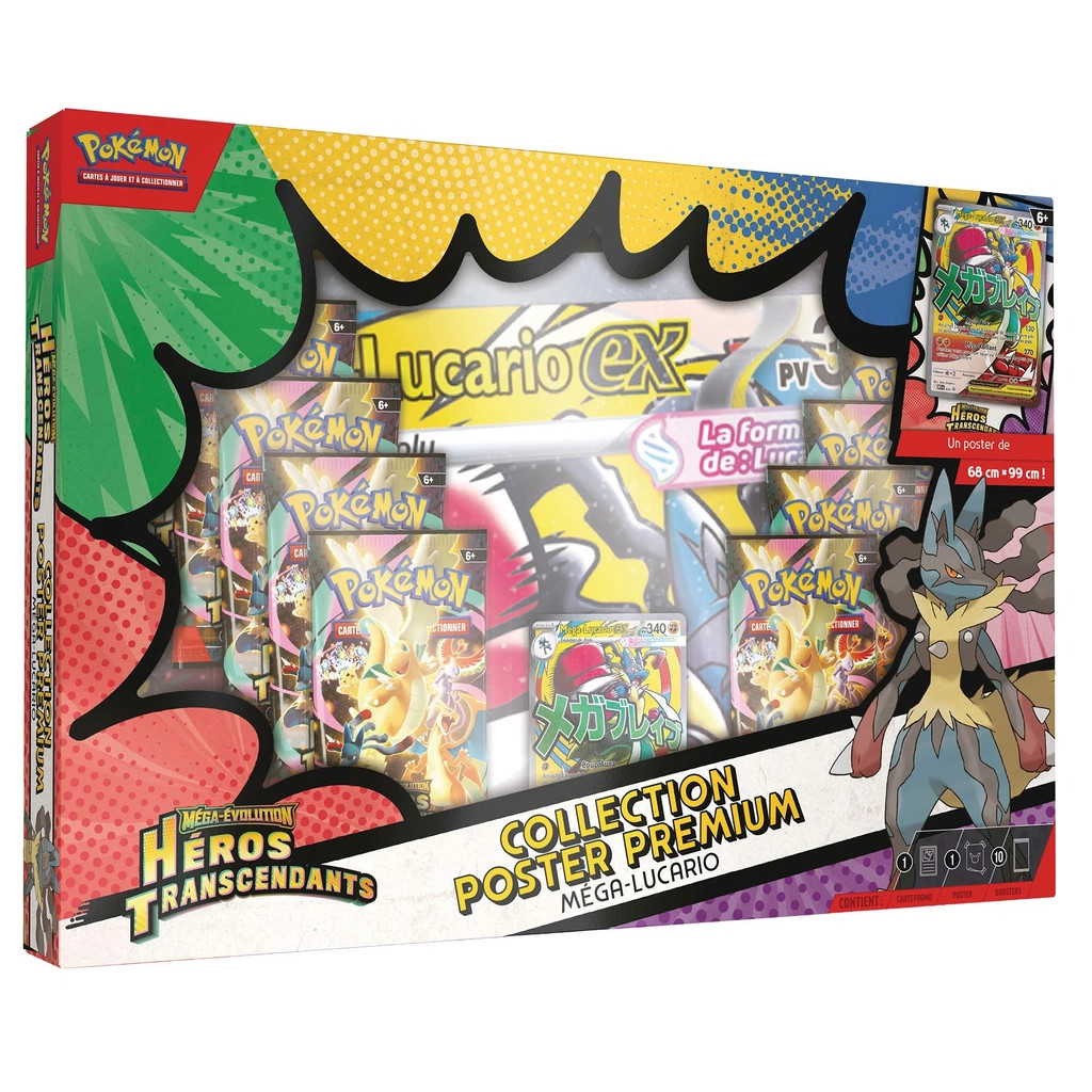 [POMES01POSTLUC] Pokémon ME2.5 - Héros Transcendants : Coffret Poster Premium (Méga-Lucario Ex) (10 boosters)