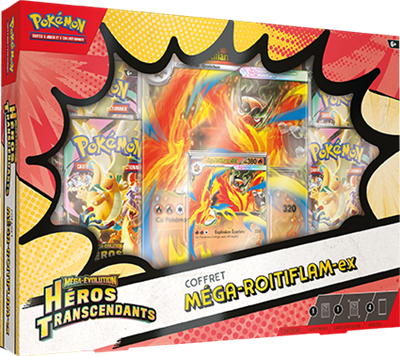 Pokémon ME2.5 - Héros Transcendants : Coffret Poster Méga-Roitiflam-Ex) (4 boosters)