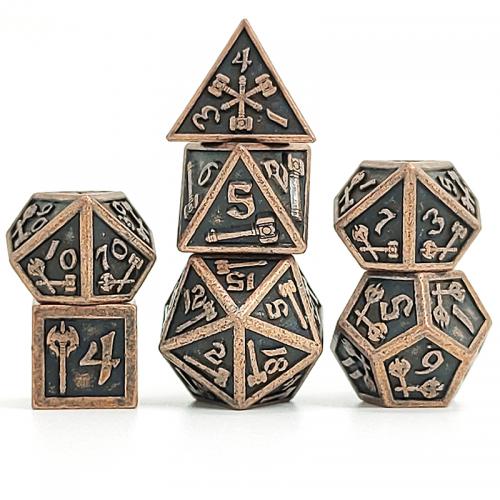 [611599f] Dés Métal - Lot de 7 dés (16mm) - Hammer Bronze
