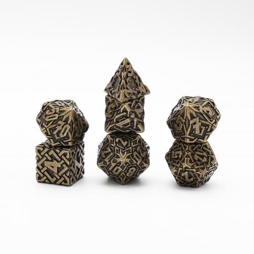 [611600m] Dés Métal - Lot de 7 dés (16mm) - Interlace Gold