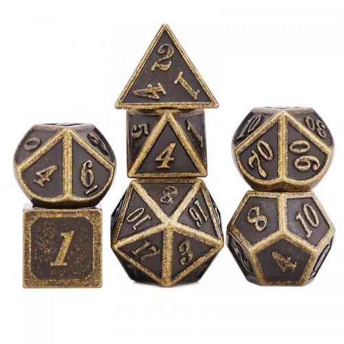 [611600h] Dés Métal - Mini lot de 7 dés (14mm) - Outlined Gold