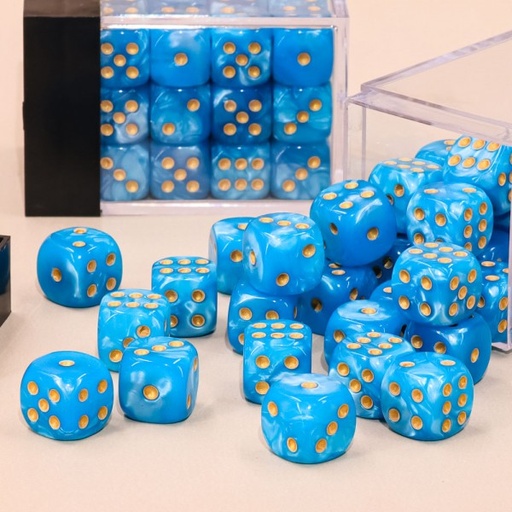 [611338c] Dé 6 faces- Lot de 36 dés- 12mm- Bleu