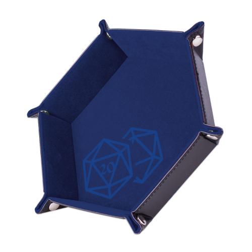 [EF0004d] Piste de dés - D20 Bleu foncé - 19 x 19 cm - Cuir et velours