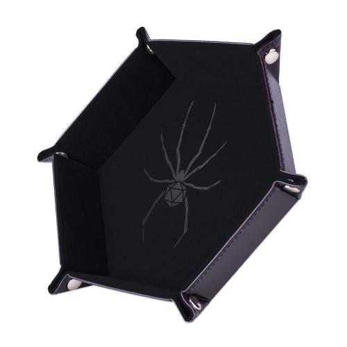 [EF0004b] Piste de dés - Araignée Noire - 19 x 19 cm - Cuir et velours