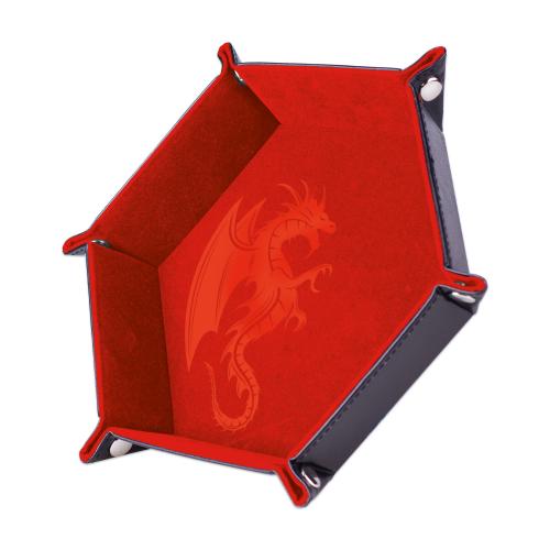 [EF0004] Piste de dés - Dragon Rouge 19 x 19 cm - Cuir et velours