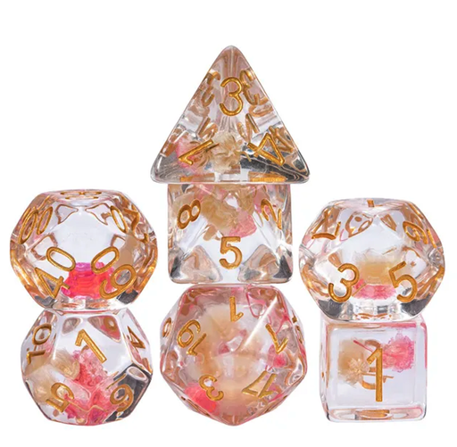 [EFD0063] Lot de 7 Dés Resine Polyédriques - Printemps