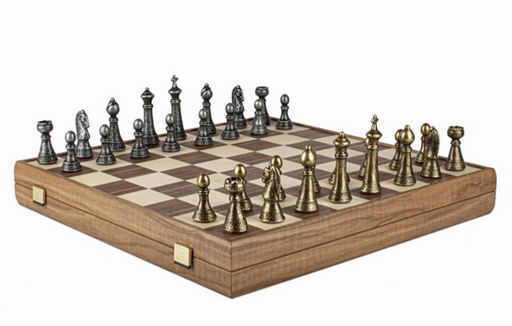 [SKW33Z50K] Échiquier (jeux d'échecs) 43cm Noyer Métal HC
